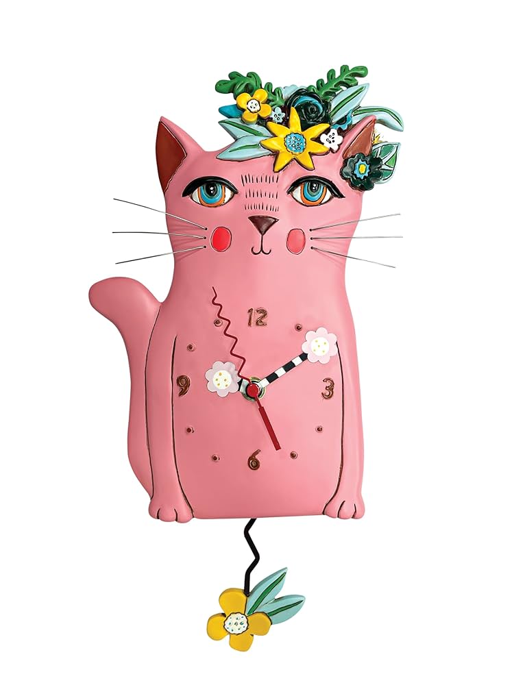 Pretty Kitty Clock　アレンデザイン壁掛け時計 Amazon.com: Allen Designs Enesco Pretty Kitty with Flowers